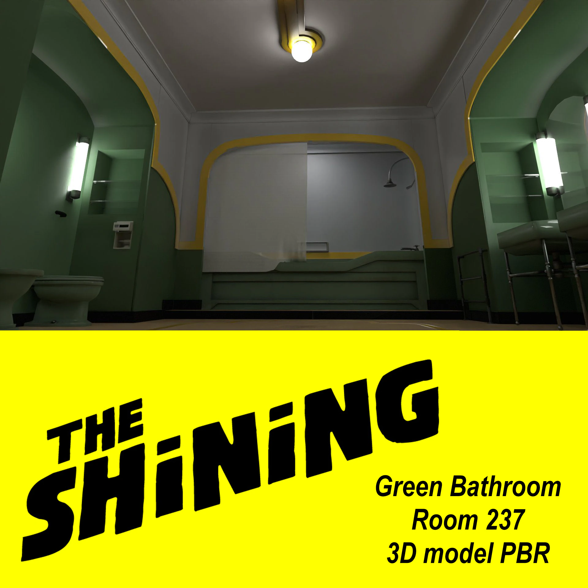The Shining Green Bathroom Room 237 3D Model .c4d .max .obj .3ds .fbx .stl .blend 