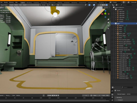 The Shining Green Bathroom Room 237 3D Model