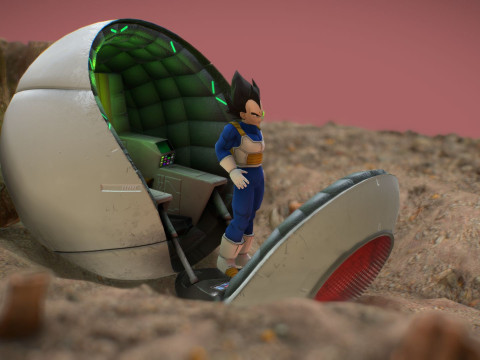 Vegeta Saiyan Attack Ball Renderable fan art Modello 3D