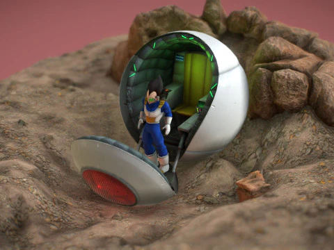 Vegeta Saiyan Attack Ball Renderable fan art 3D Model