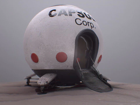 Capsule Corporation Spaceship PBR renderable 3D Model
