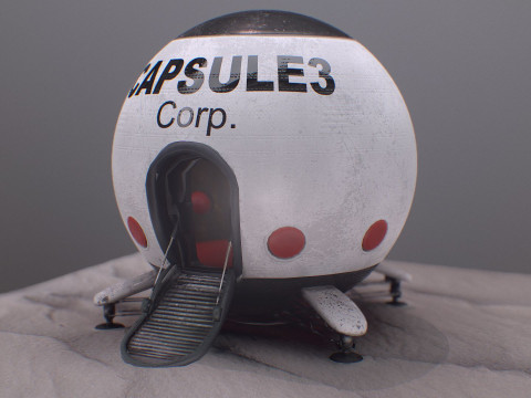 Capsule Corporation Spaceship PBR renderable Model 3D