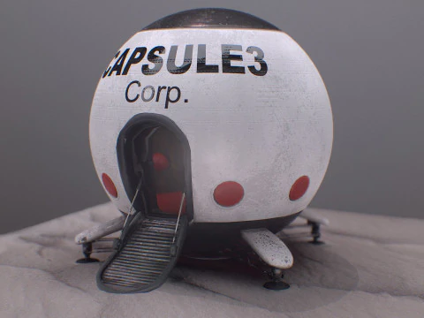Capsule Corporation Spaceship PBR renderable 3D Model