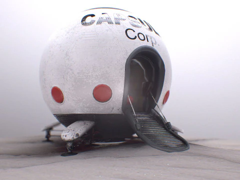 Capsule Corporation Spaceship PBR renderable 3D Model