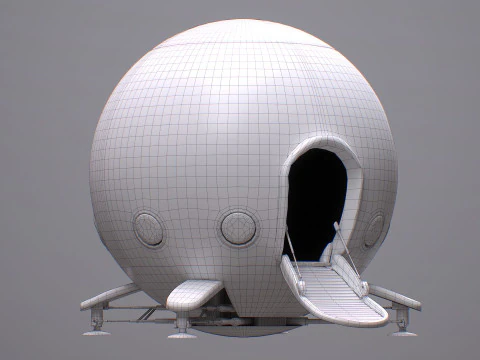 Capsule Corporation Spaceship PBR renderable 3D Model