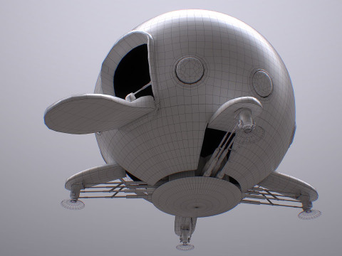 Capsule Corporation Spaceship PBR renderable Model 3D