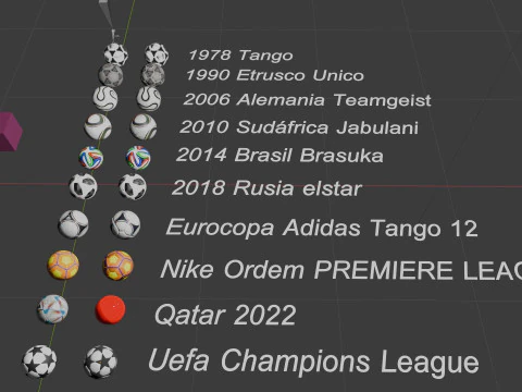 Every World Cup Ball Game and Render Ready Hi and Low Poly 3D Model