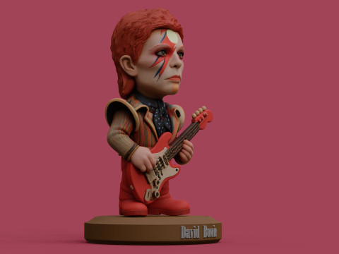 David Bowie 5 Chibi Fan Art Versions Figure Keychain Model Cetak 3D
