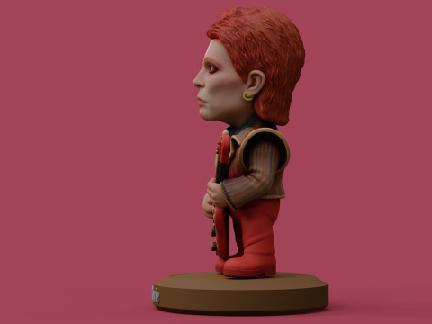 David Bowie 5 Chibi Fan Art Versions Figure Keychain Model Cetak 3D