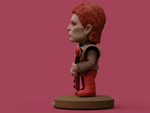 David Bowie 5 Chibi Fan Art Versions Figure Keychain 3D Print Model