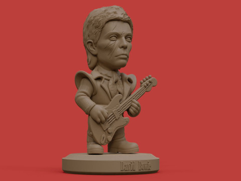 David Bowie 5 Chibi Fan Art Versions Figure Keychain Model Cetak 3D