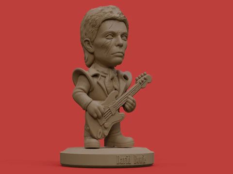 David Bowie 5 Chibi Fan Art Versions Figure Keychain 3D Print Model