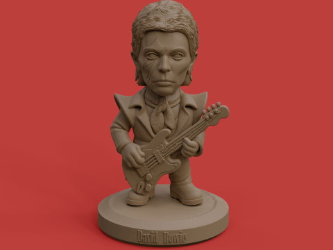 David Bowie 5 Chibi Fan Art Versions Figure Keychain Model Cetak 3D
