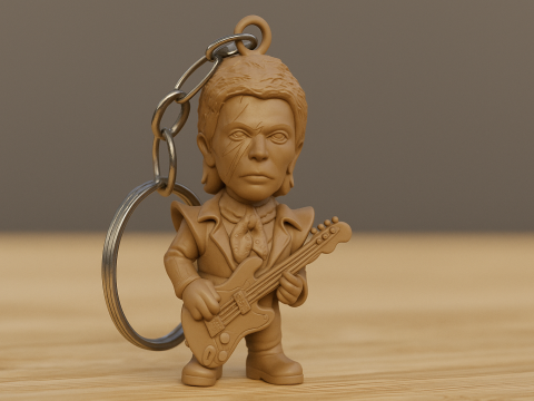 David Bowie 5 Chibi Fan Art Versions Figure Keychain Model Cetak 3D