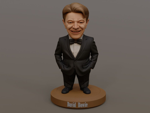 David Bowie 5 Chibi Fan Art Versions Figure Keychain Model Cetak 3D