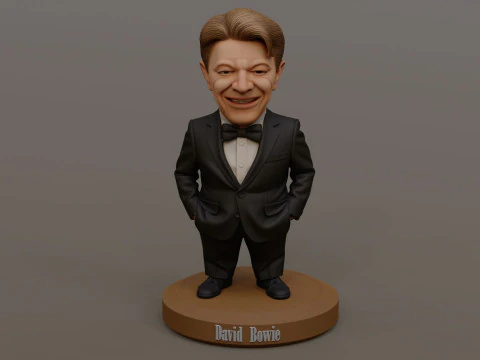 David Bowie 5 Chibi Fan Art Versions Figure Keychain 3D Print Model