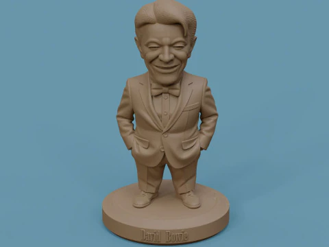 David Bowie 5 Chibi Fan Art Versions Figure Keychain 3D Print Model