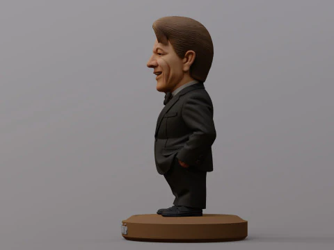 David Bowie 5 Chibi Fan Art Versions Figure Keychain 3D Print Model