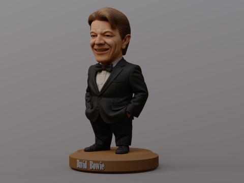 David Bowie 5 Chibi Fan Art Versions Figure Keychain Model Cetak 3D