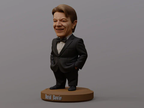 David Bowie 5 Chibi Fan Art Versions Figure Keychain 3D Print Model