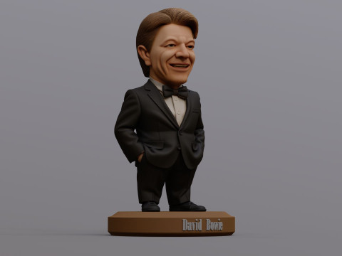David Bowie 5 Chibi Fan Art Versions Figure Keychain Model Cetak 3D