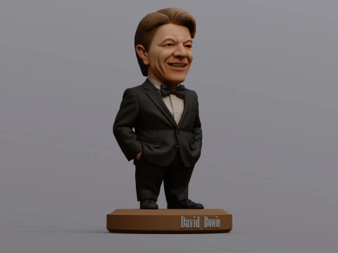David Bowie 5 Chibi Fan Art Versions Figure Keychain 3D Print Model