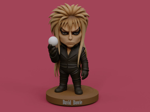 David Bowie 5 Chibi Fan Art Versions Figure Keychain Model Cetak 3D