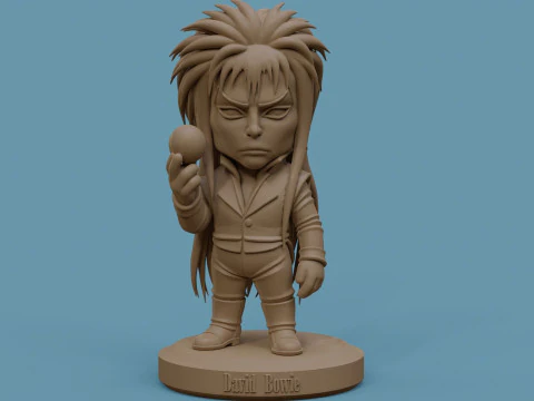 David Bowie 5 Chibi Fan Art Versions Figure Keychain 3D Print Model
