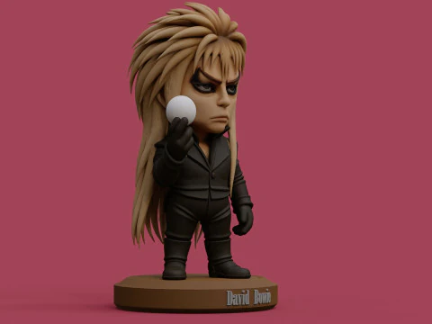 David Bowie 5 Chibi Fan Art Versions Figure Keychain 3D Print Model