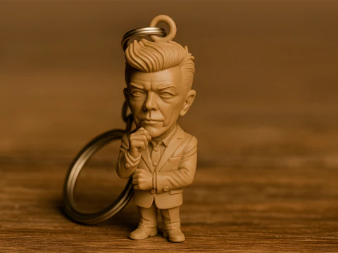 David Bowie 5 Chibi Fan Art Versions Figure Keychain 3D Print Model
