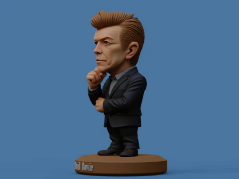 David Bowie 5 Chibi Fan Art Versions Figure Keychain 3D Print Model