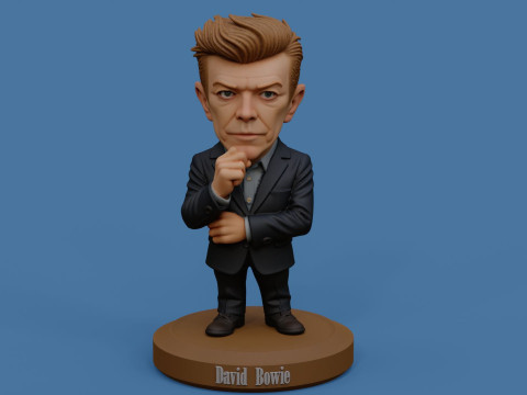 David Bowie 5 Chibi Fan Art Versions Figure Keychain Model Cetak 3D