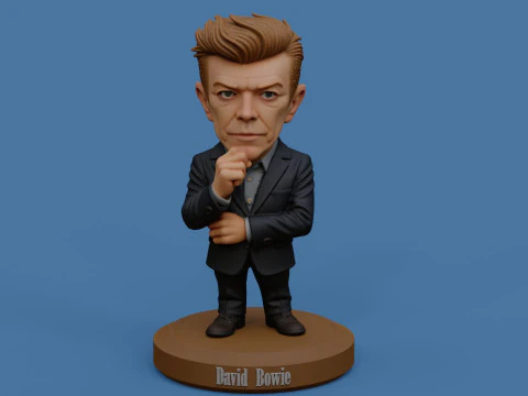 David Bowie 5 Chibi Fan Art Versions Figure Keychain 3D Print Model