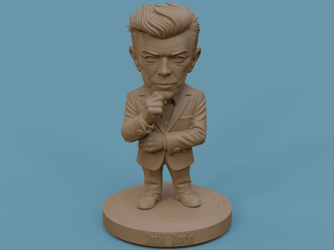 David Bowie 5 Chibi Fan Art Versions Figure Keychain Model Cetak 3D