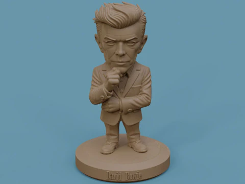 David Bowie 5 Chibi Fan Art Versions Figure Keychain 3D Print Model