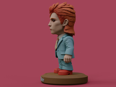 David Bowie 5 Chibi Fan Art Versions Figure Keychain Model Cetak 3D