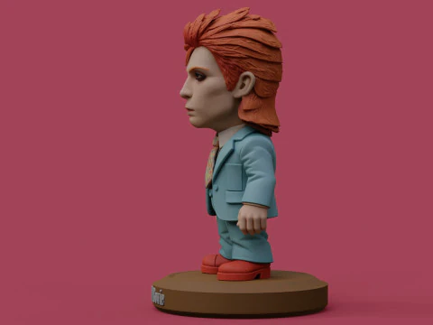 David Bowie 5 Chibi Fan Art Versions Figure Keychain 3D Print Model