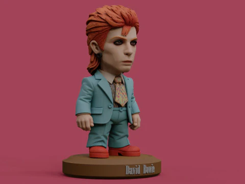 David Bowie 5 Chibi Fan Art Versions Figure Keychain 3D Print Model
