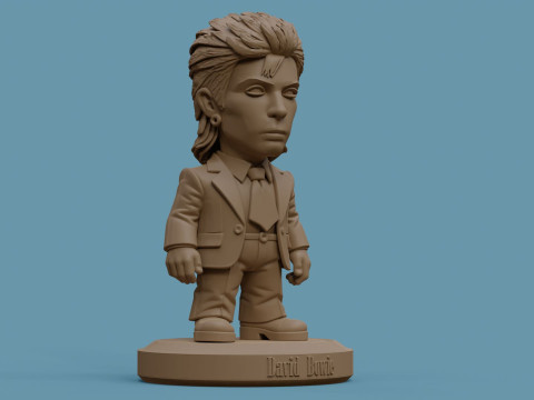 David Bowie 5 Chibi Fan Art Versions Figure Keychain Model Cetak 3D