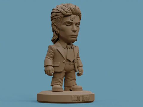 David Bowie 5 Chibi Fan Art Versions Figure Keychain 3D Print Model