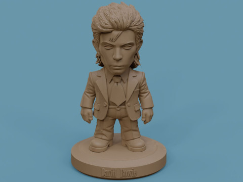 David Bowie 5 Chibi Fan Art Versions Figure Keychain Model Cetak 3D