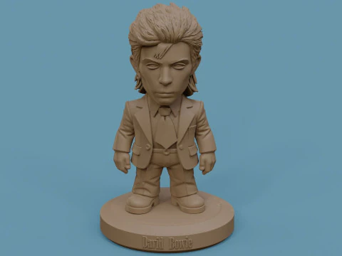 David Bowie 5 Chibi Fan Art Versions Figure Keychain 3D Print Model