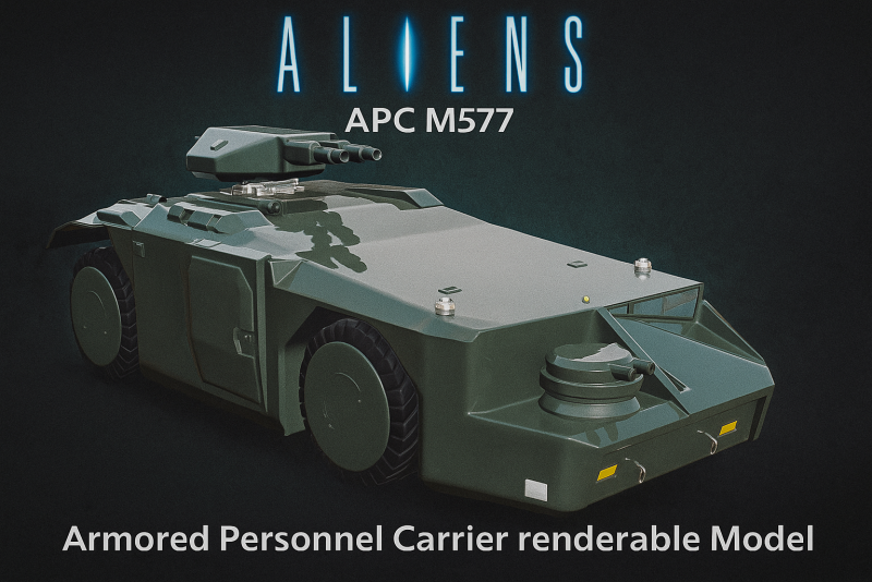 Aliens APC M577 Armored Personnel Carrier renderable Modello 3D .c4d .max .obj .3ds .fbx .stl .blend