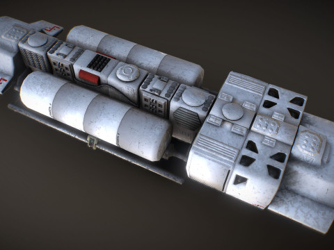 Visitors starships pack transport shuttle tanker and skyfighter Low-poly 3D Модель