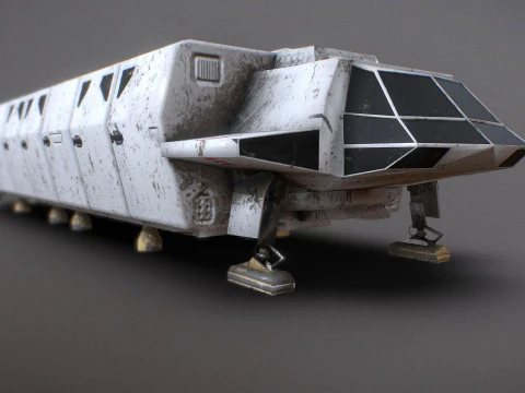 Visitors starships pack transport shuttle tanker and skyfighter Low-poly 3D Model