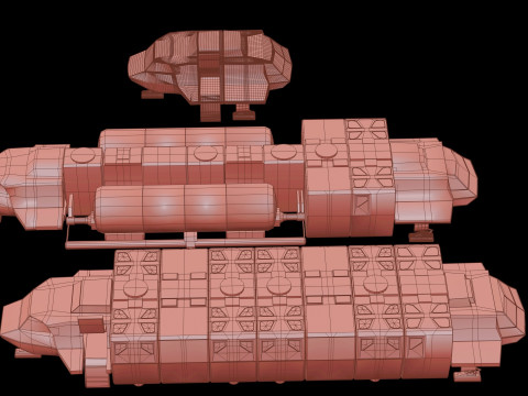 Visitors starships pack transport shuttle tanker and skyfighter Low-poly 3D Модель