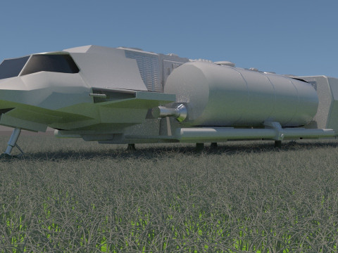 Visitors starships pack transport shuttle tanker and skyfighter Low-poly 3D Модель