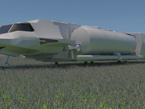 Visitors starships pack transport shuttle tanker and skyfighter Low-poly 3D Model