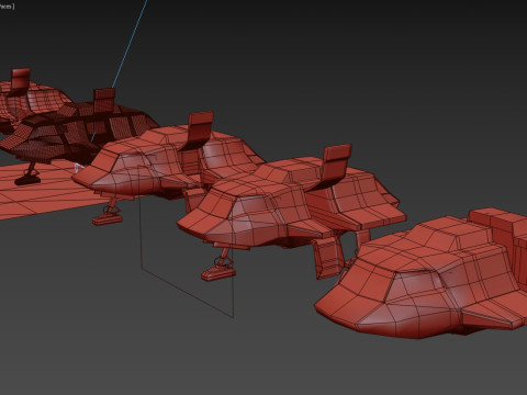 Visitors starships pack transport shuttle tanker and skyfighter Low-poly 3D Модель