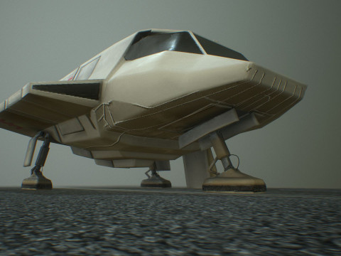 Visitors starships pack transport shuttle tanker and skyfighter Low-poly 3D Модель